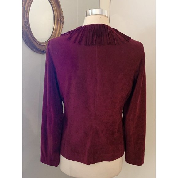 Women’s Burgundy Red Fringed Cardigan Jacket Size 6 - Picture 4 of 8